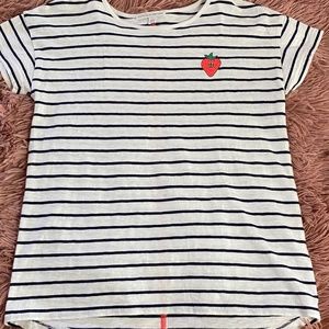Girls White Striped Tee